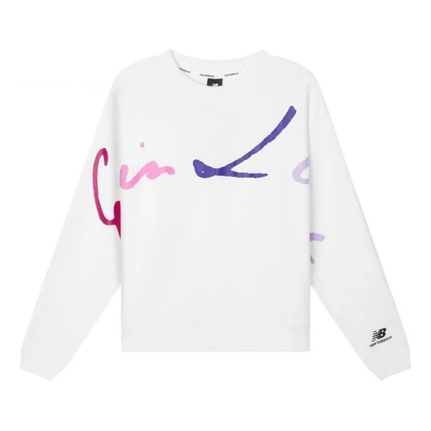 (WMNS) New Balance Letters Graphic Print Top 'White Purple' AWT12331-WT - 1