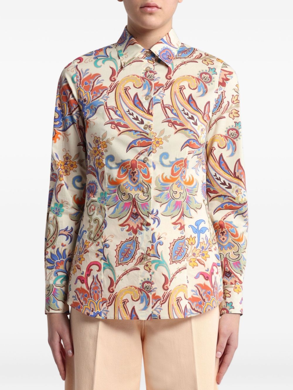 floral-print poplin shirt - 2