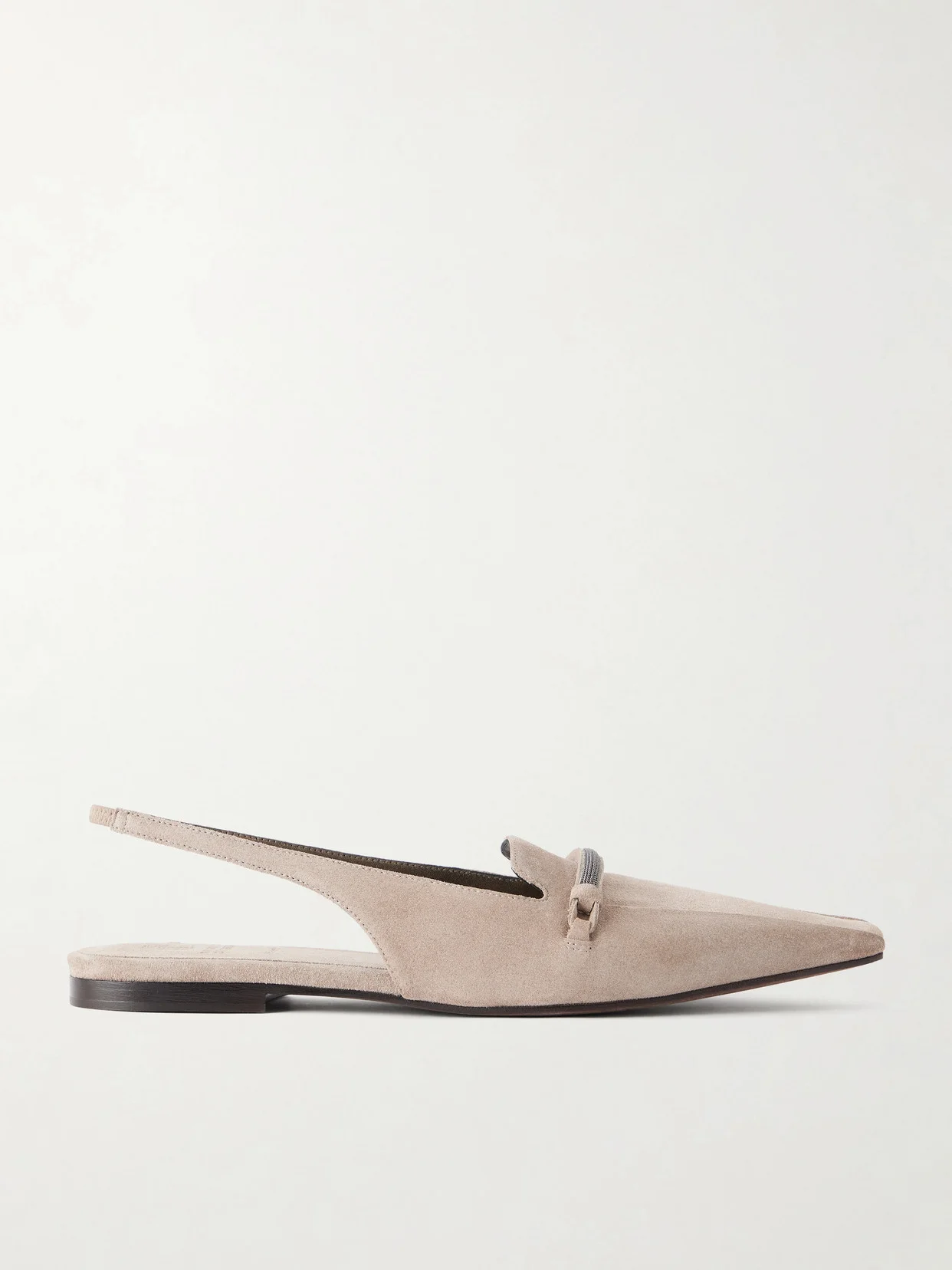 Suede Pointed-toe Slingback Flats - 1
