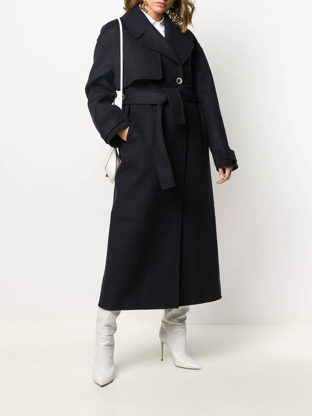 belted mid-length coat - 2