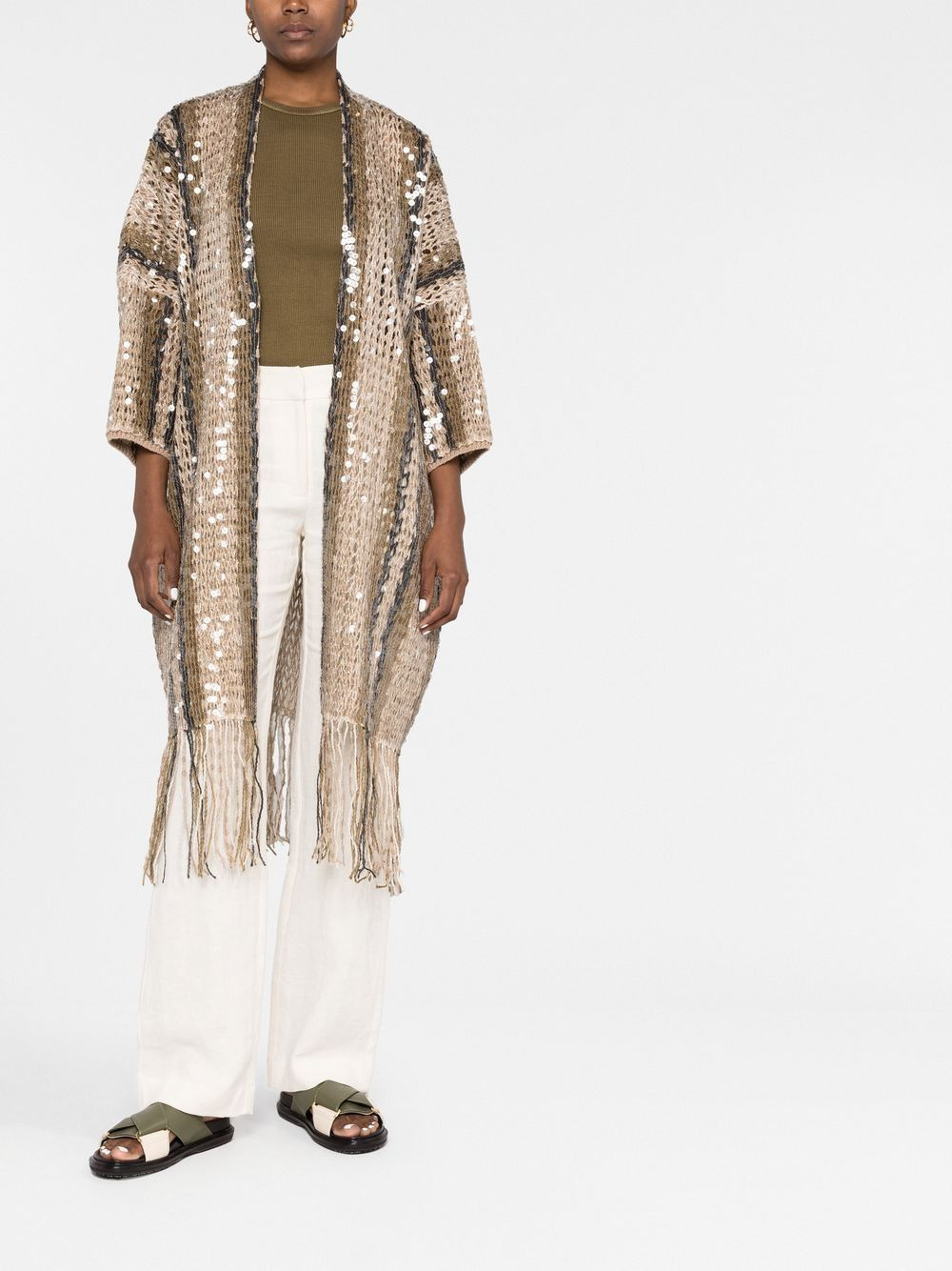 sequin-embellished knitted cardigan - 2