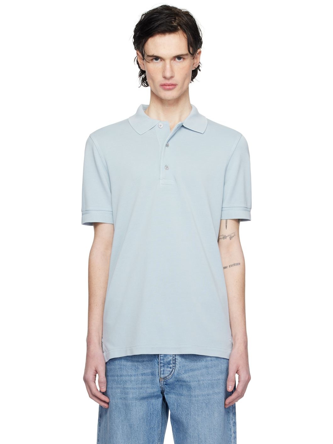 Blue Three-Button Polo - 1
