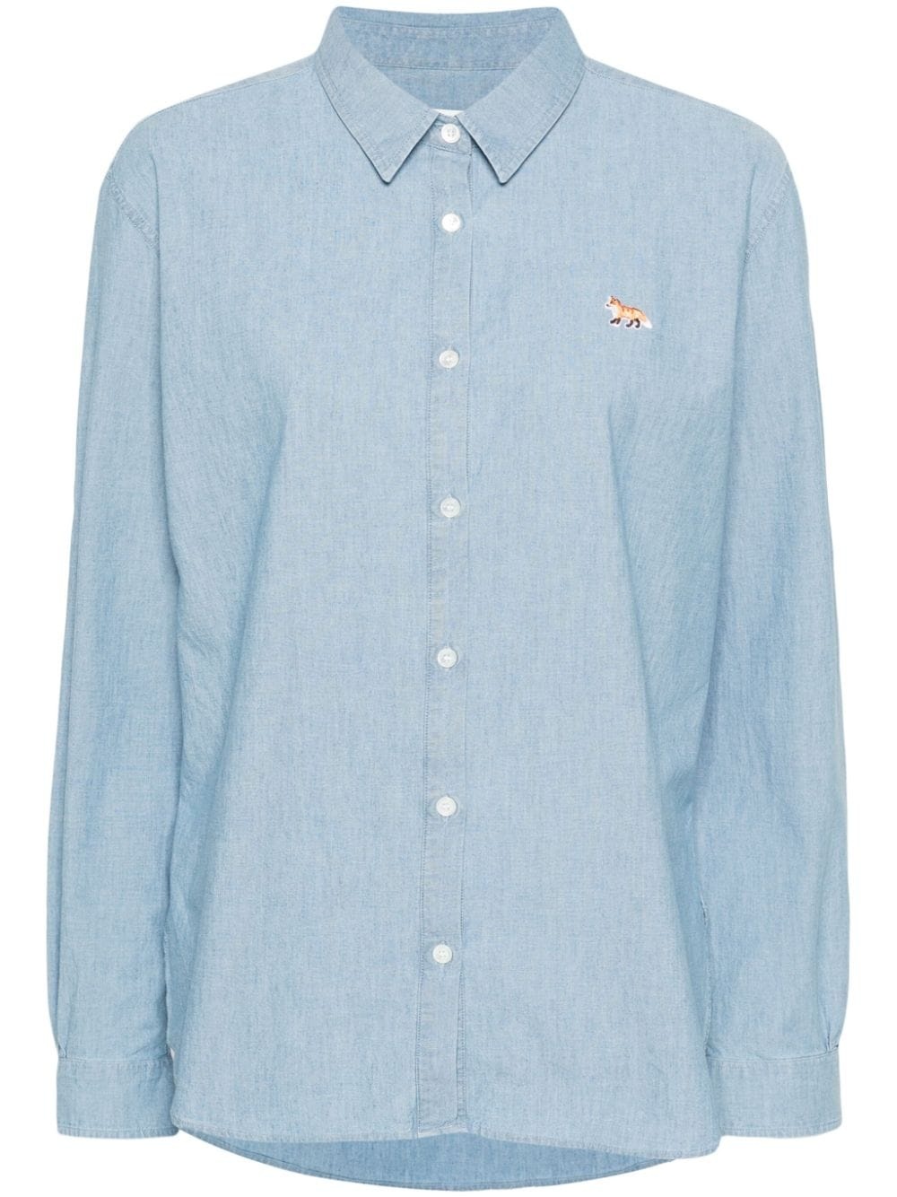 baby fox-motif chambray shirt - 1