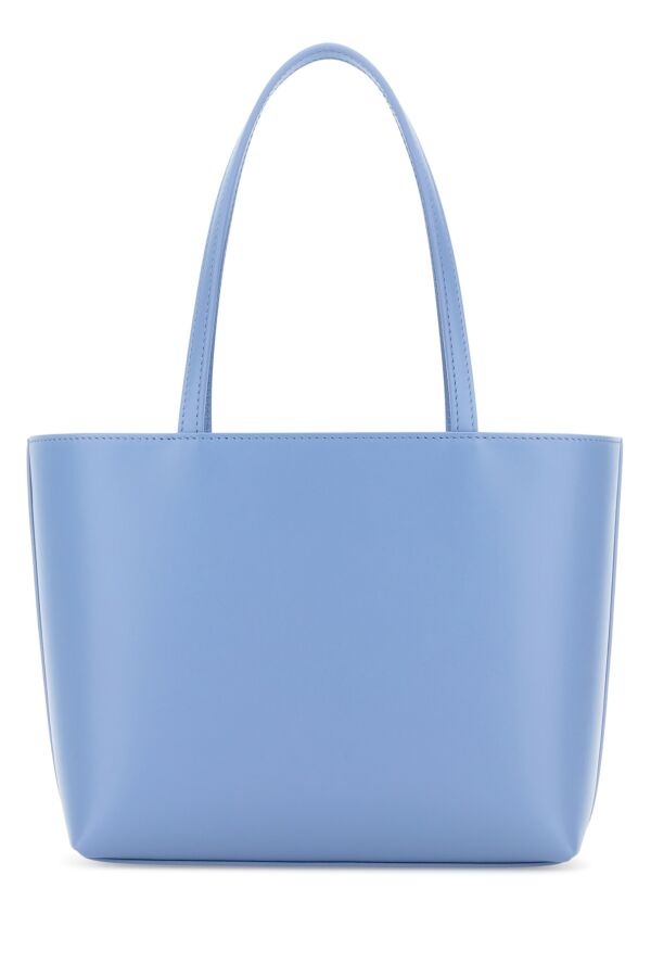 Powder blue leather Logo shopping bag - 3