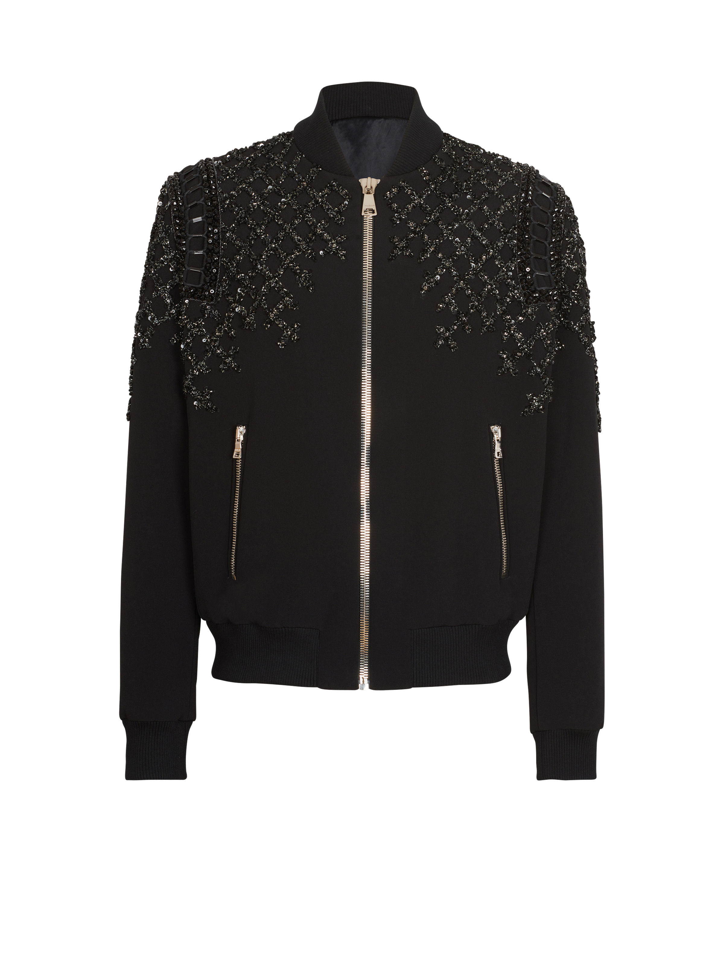 Embroidered crepe bomber jacket - 1