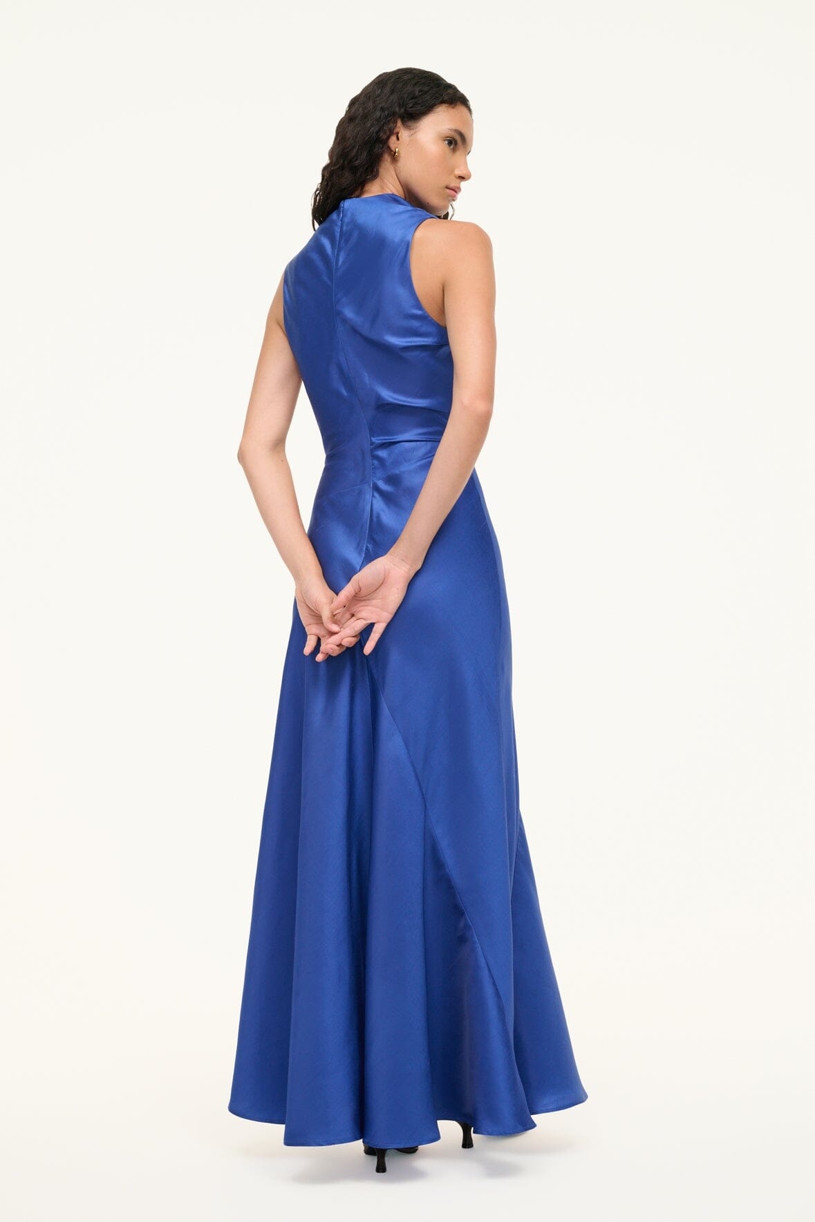STAUD FRIDA SILK DRESS DEEP SEA - 6