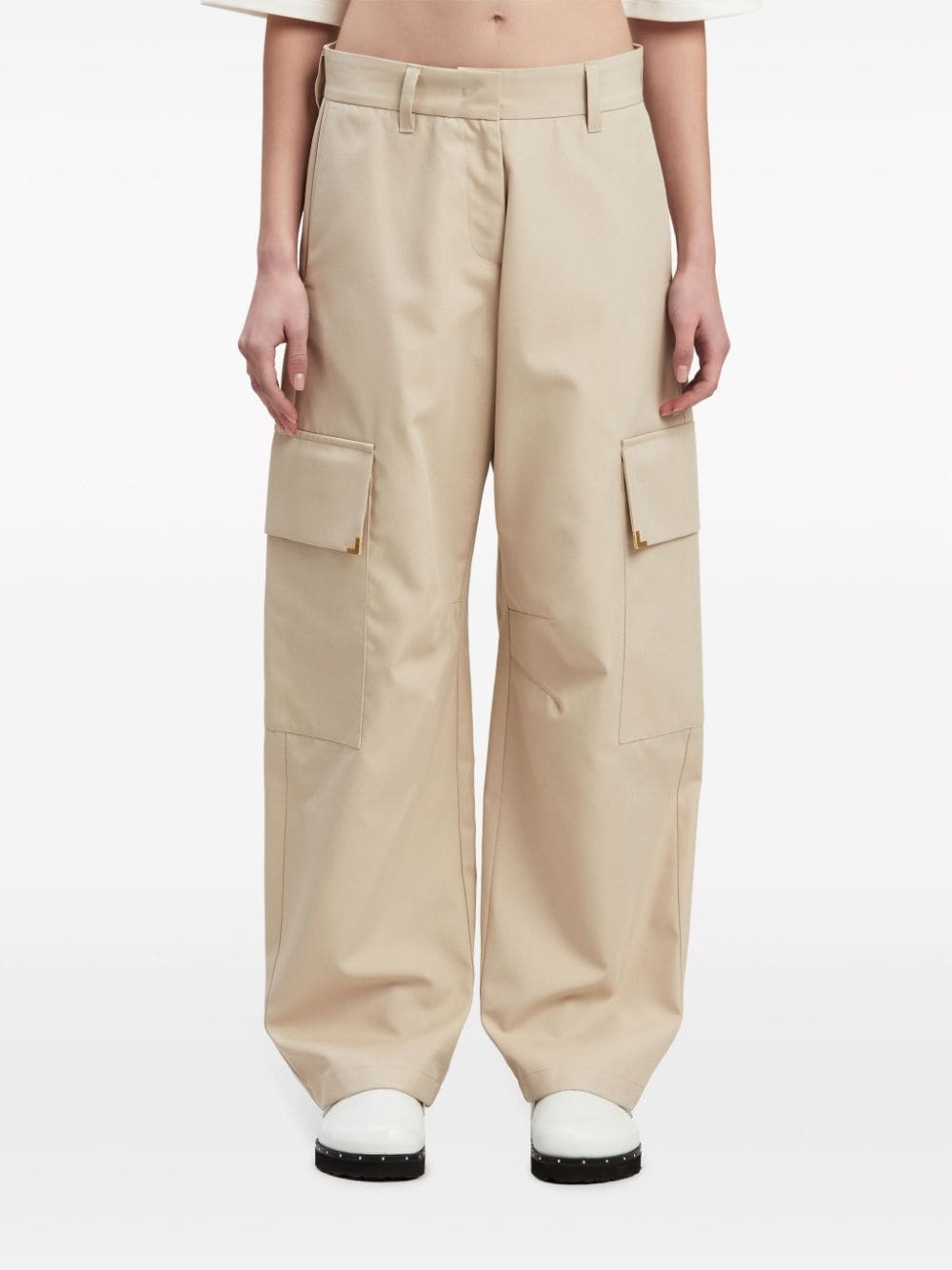 carrot-cut cotton trousers - 3