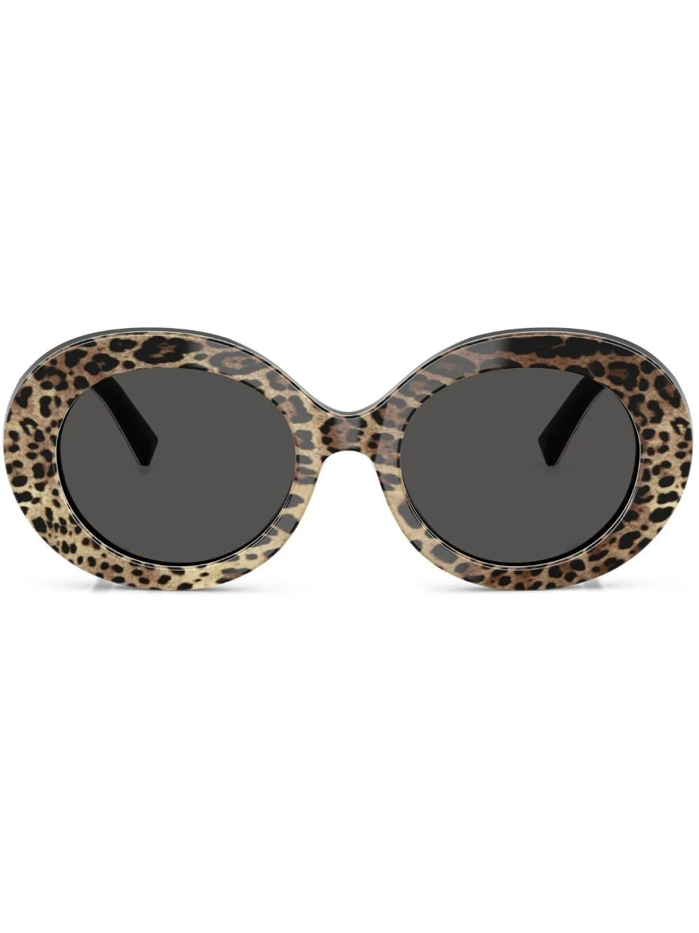 leopard-print round-frame sunglasses - 1