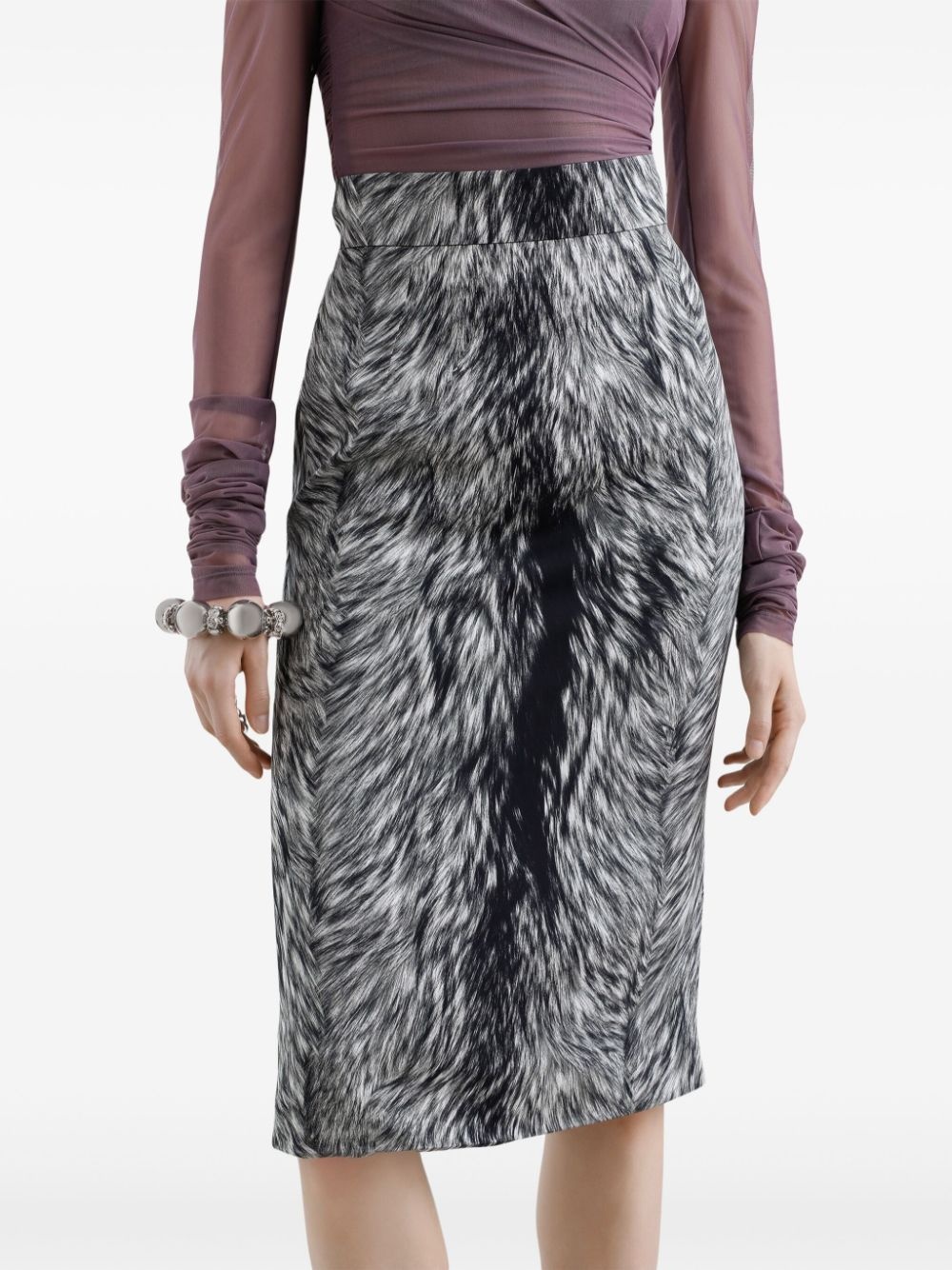 fur-print midi skirt - 6