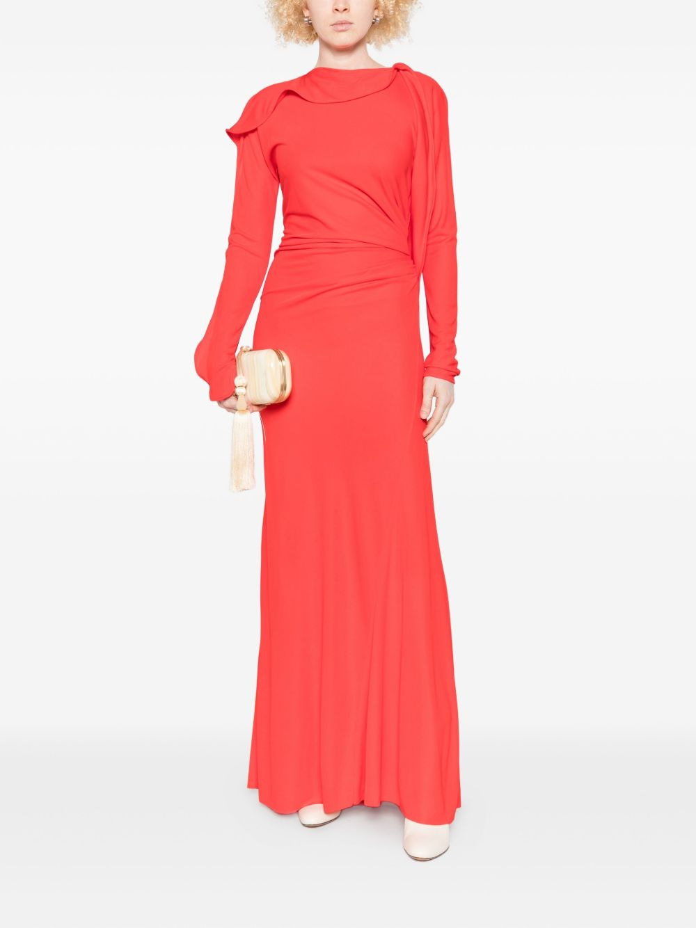 draped long-sleeve maxi dress - 2