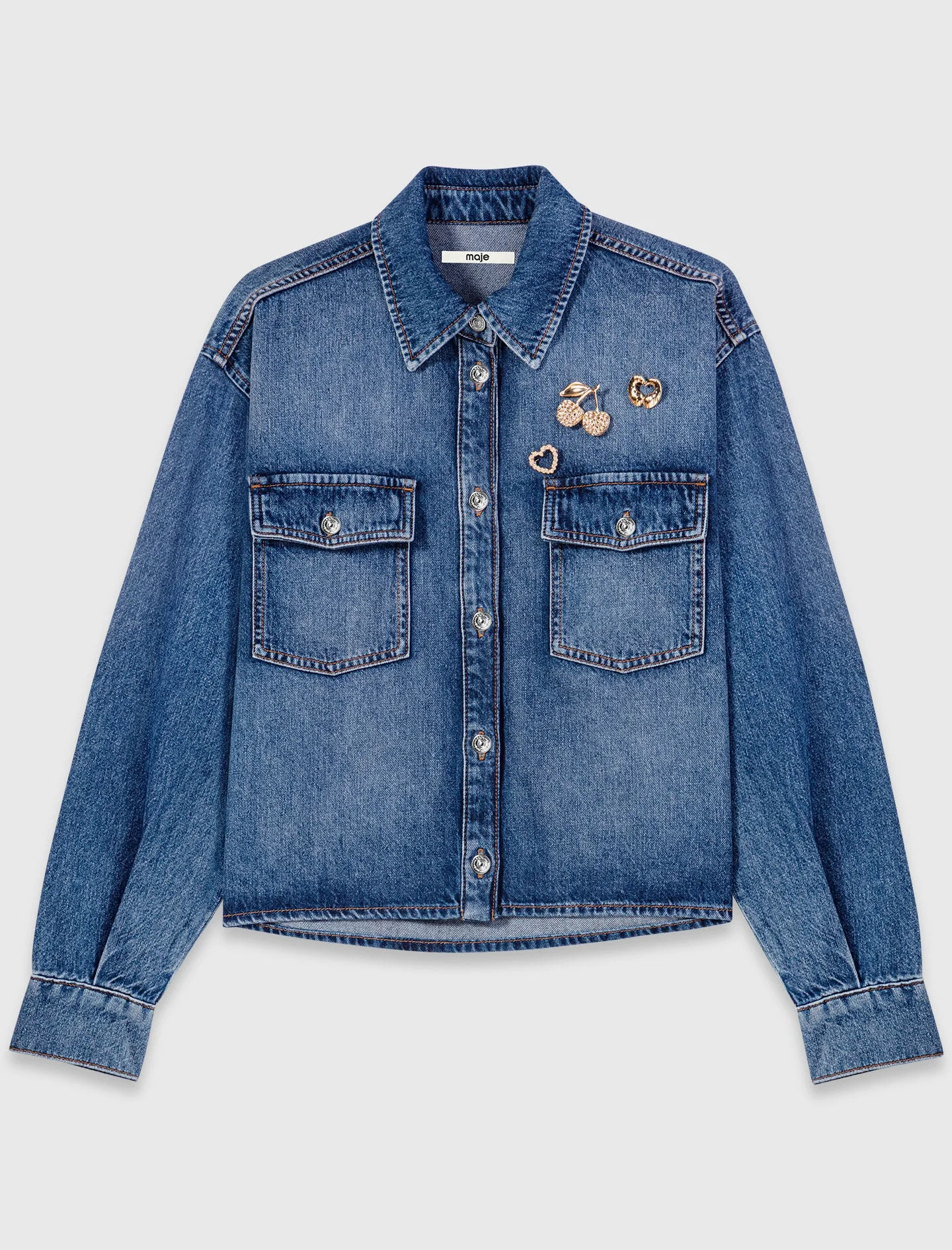 Denim shirt with brooches - 1
