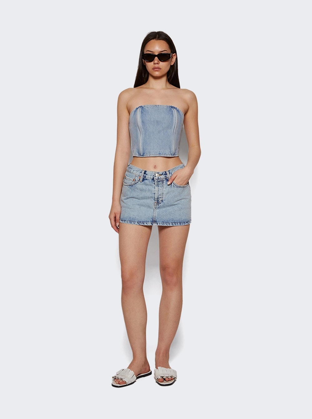 Denim Micro Mini Skirt Blue - 5