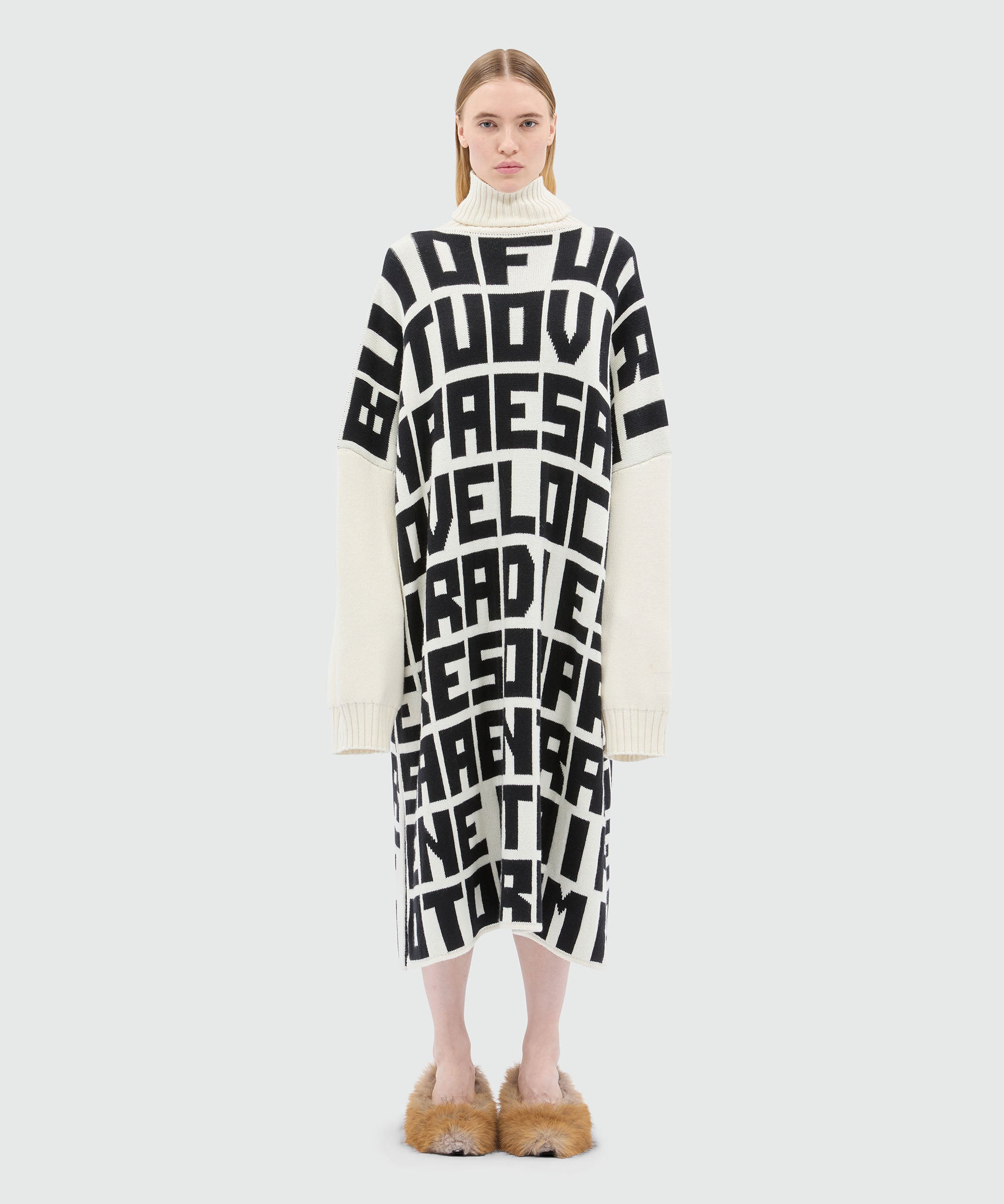 Caterina Frongia x MSGM White Knit Midi Dress with Black Lettering - 2