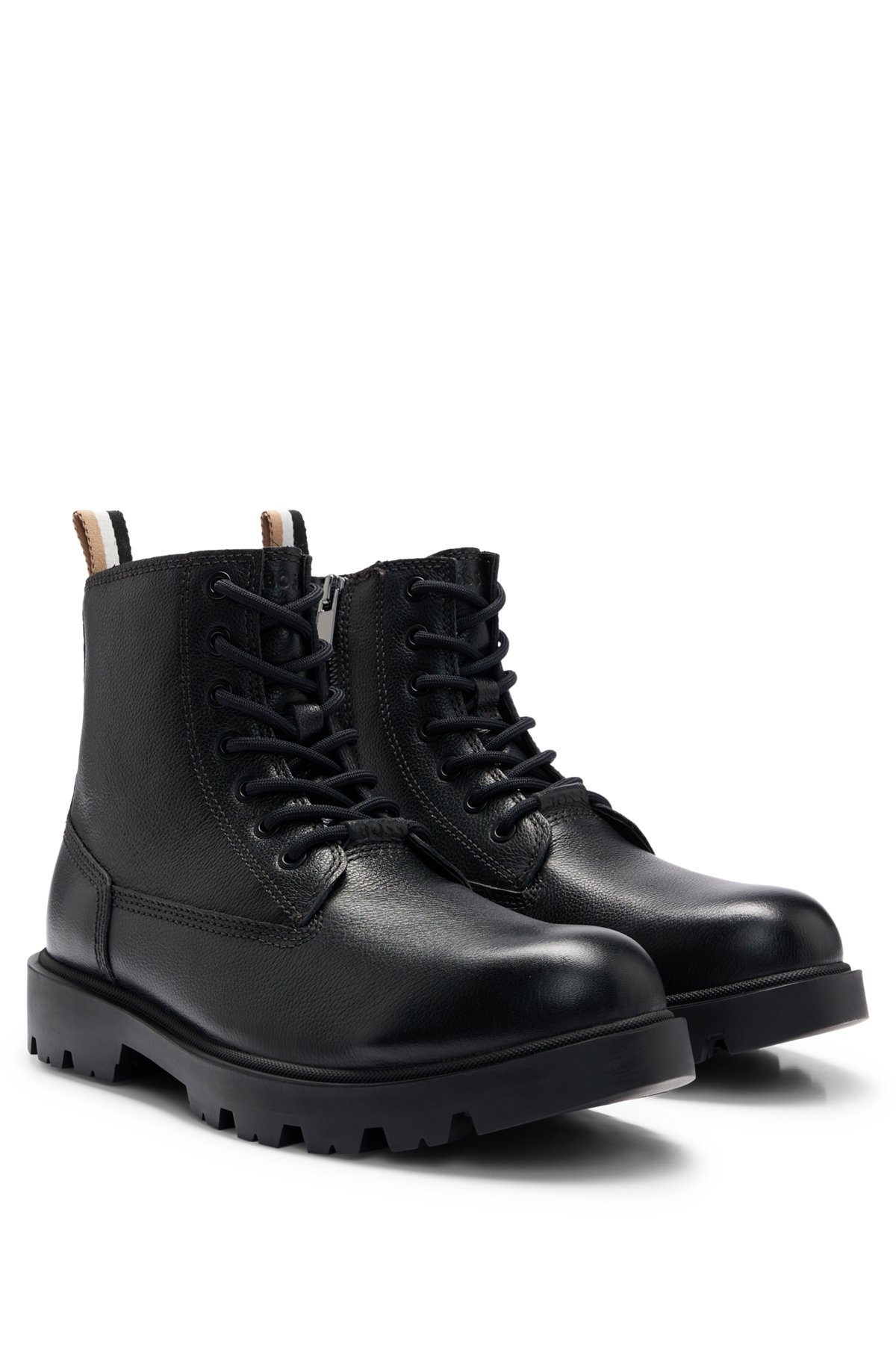 HALF BOOTS IN GRAINED LEATHER WITH SIGNATURE-STRIPE TAPE - 2