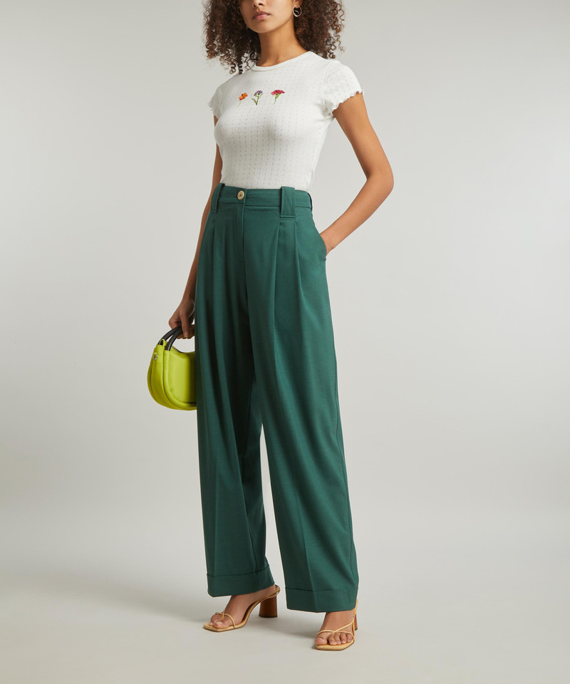GANNI Drapey Melange Pleated Trousers outlook