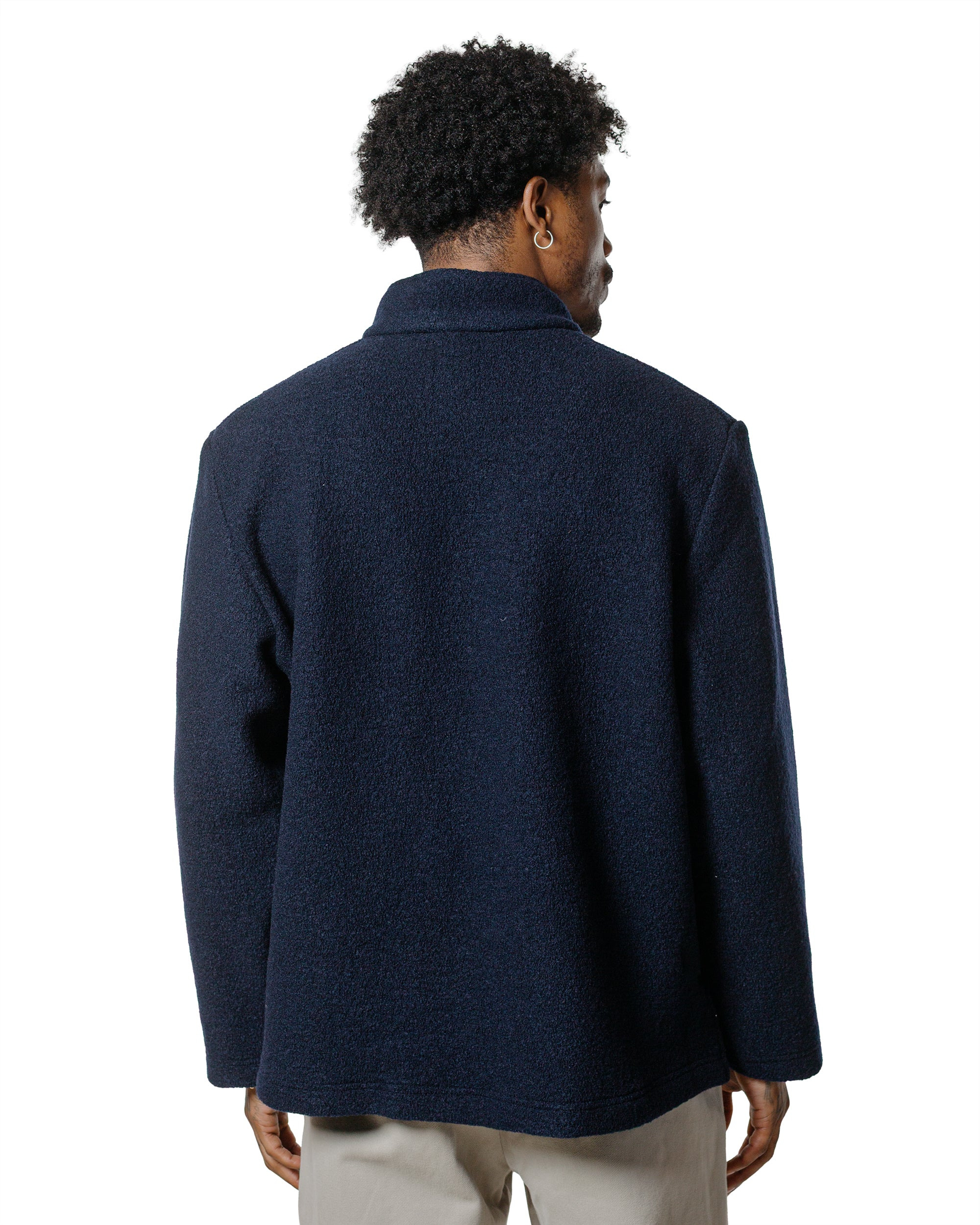 Half Ziped Pullover Boiled Wool Blue Green - 3