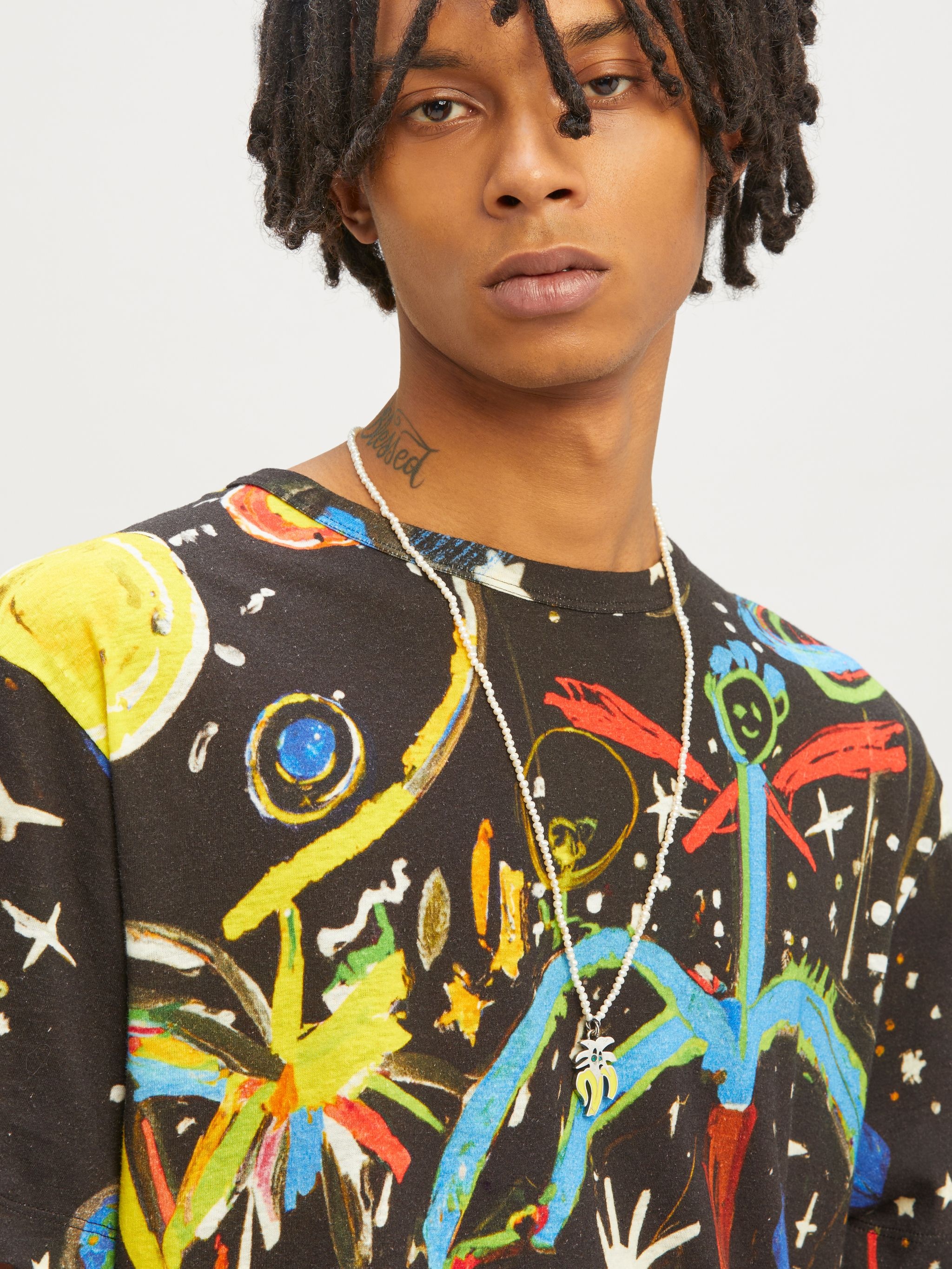 Starry Night Linen Collar T-Shirt - 6