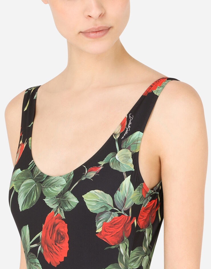 Rose-print one-piece swimsuit - 4