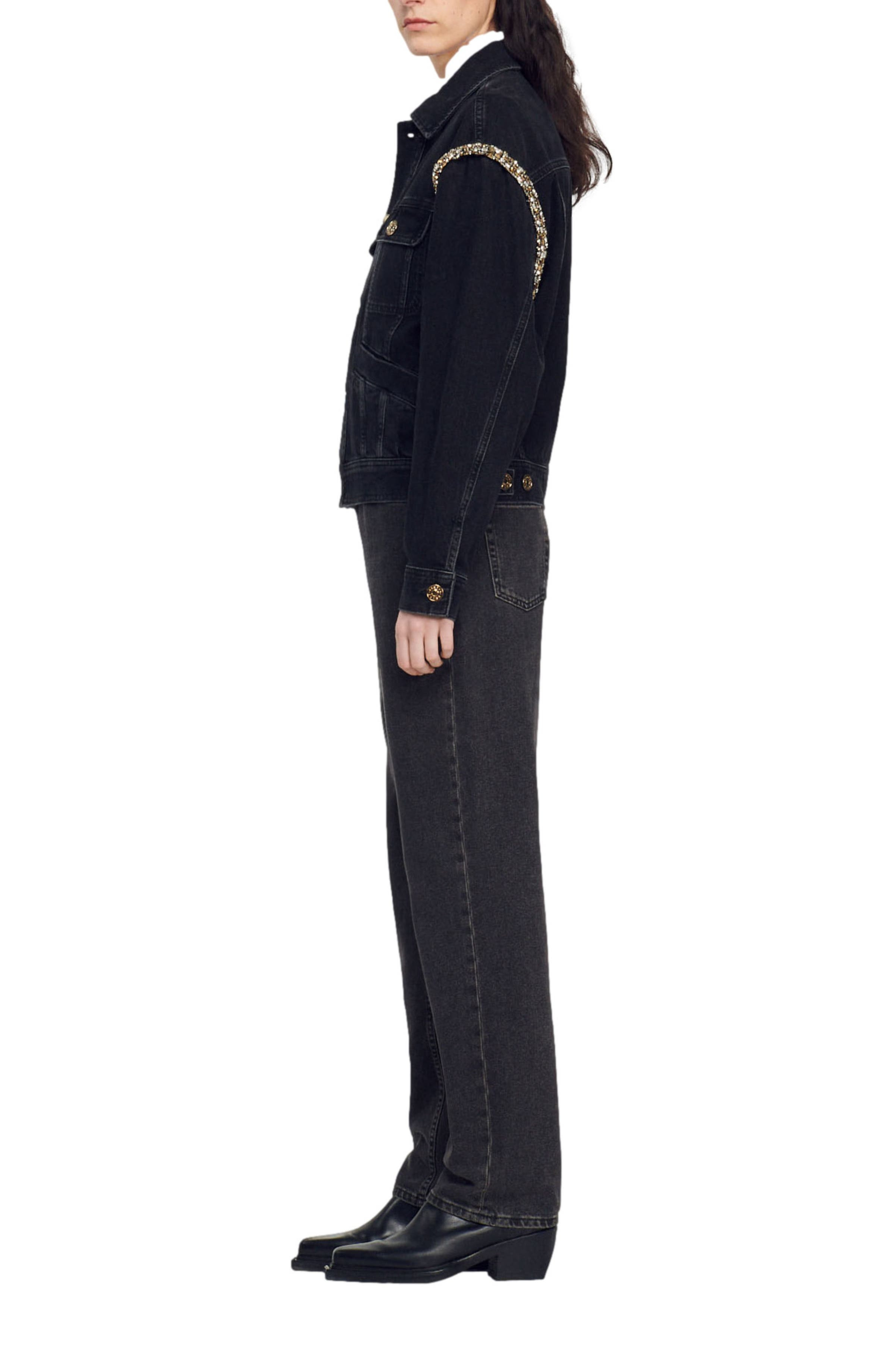 Paloma Rhinestone Seam Denim Jacket - 3
