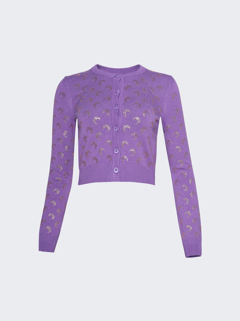 Moon Strass Knit Fitted Cardigan Lavender 1