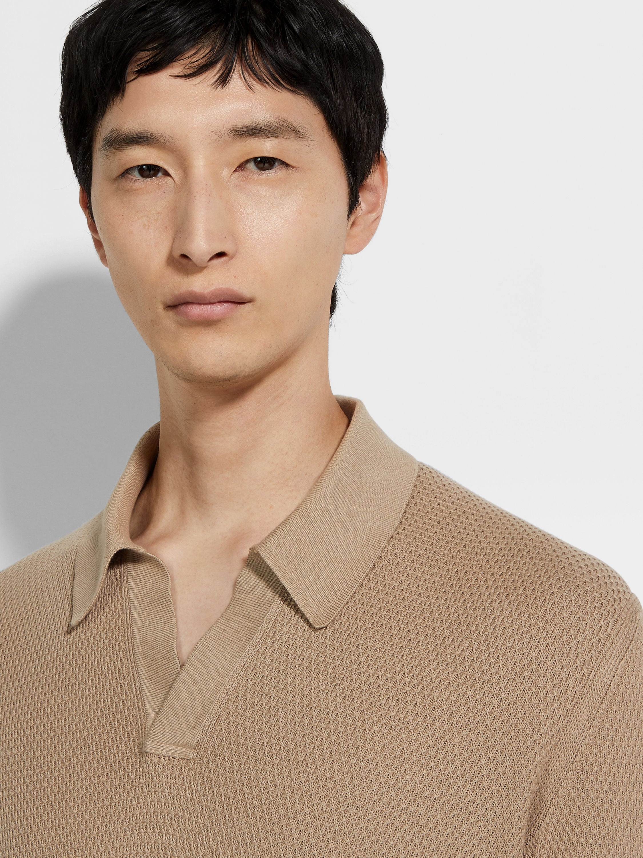 LIGHT TAUPE PREMIUM COTTON POLO SHIRT - 2