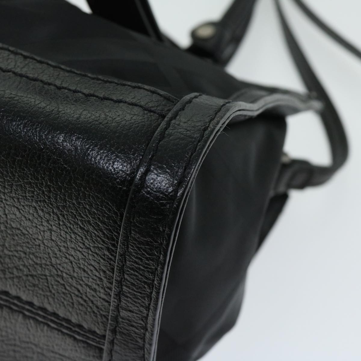 Burberry Hand Bag Nylon Leather Black - 12