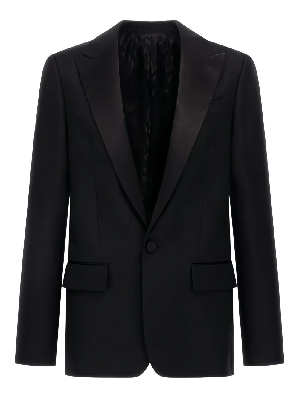 satin-lapel single-button blazer - 1