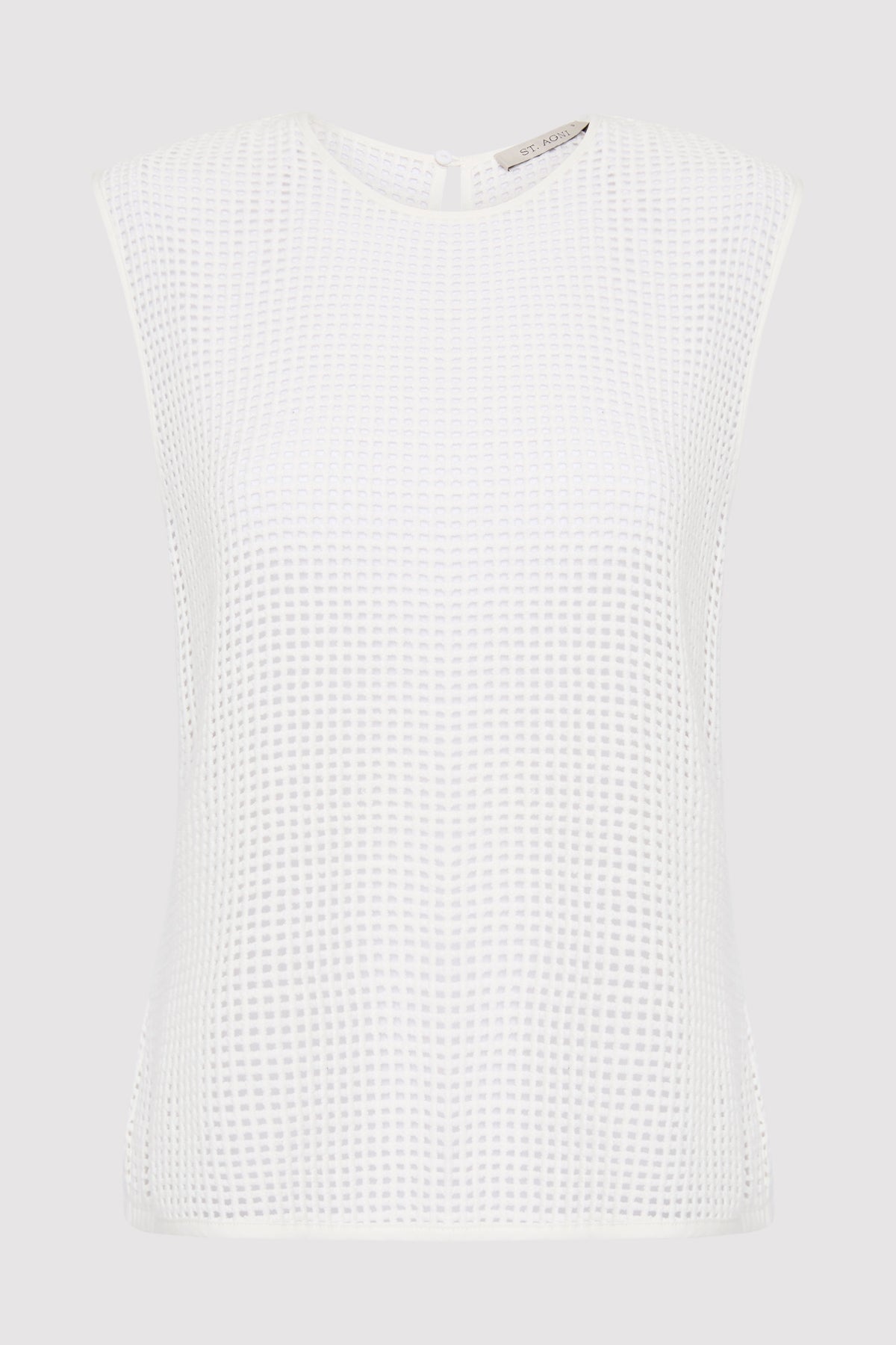 Cotton Grid Shell Top - White - 1