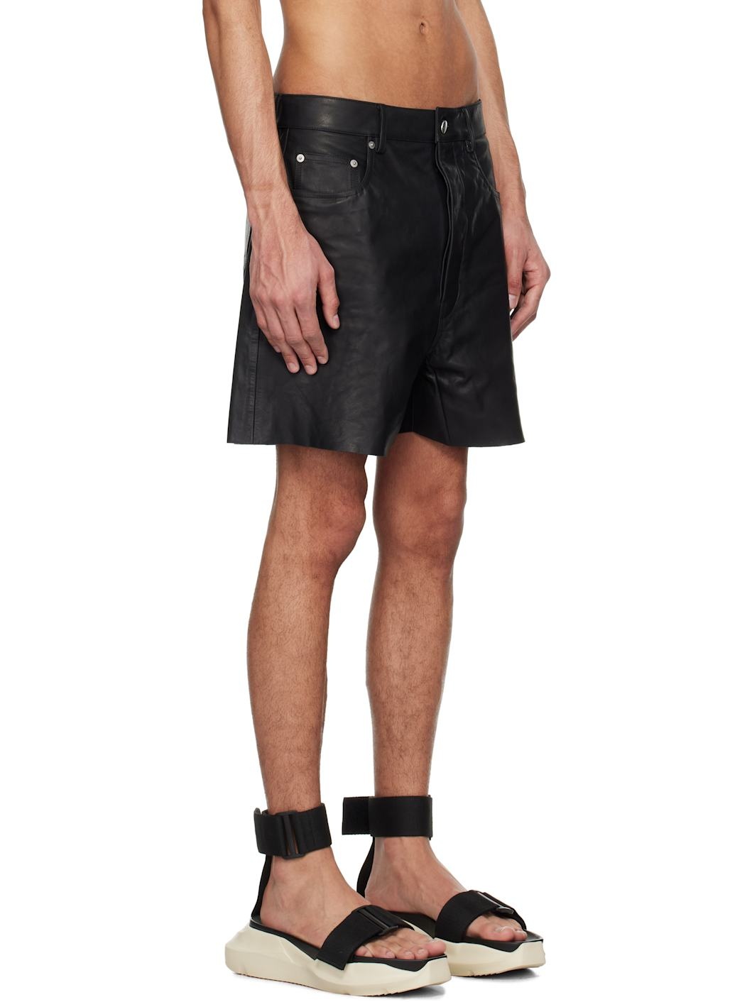 Black Hollywood Geth Leather Shorts - 2
