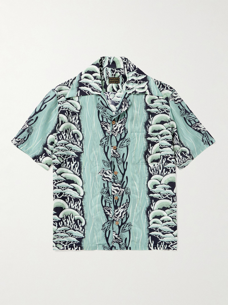 Camp-Collar Printed Cupro and Silk-Blend Shirt 1