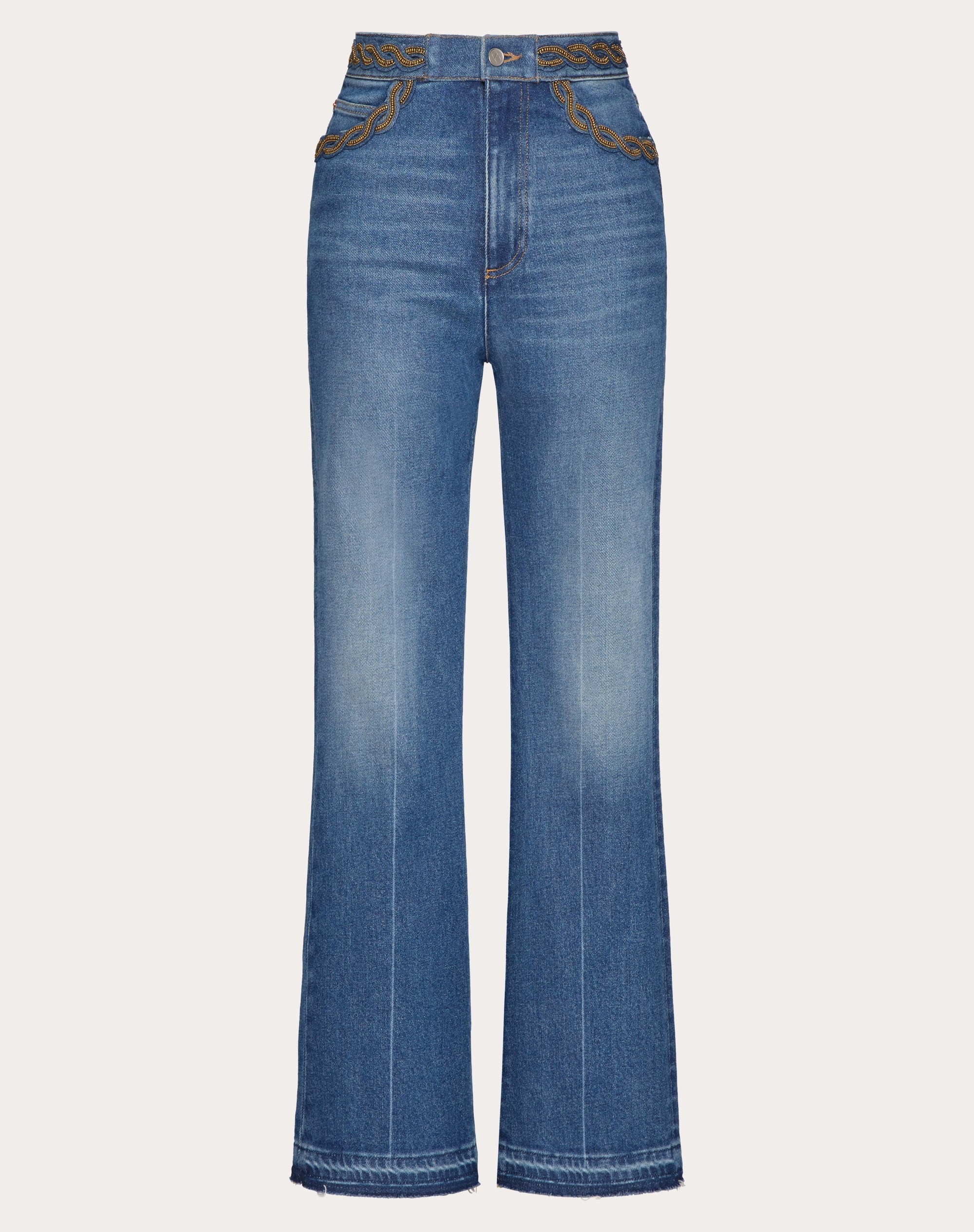 EMBROIDERED BLUE MEDIO CON RISERVA TROUSERS - 1