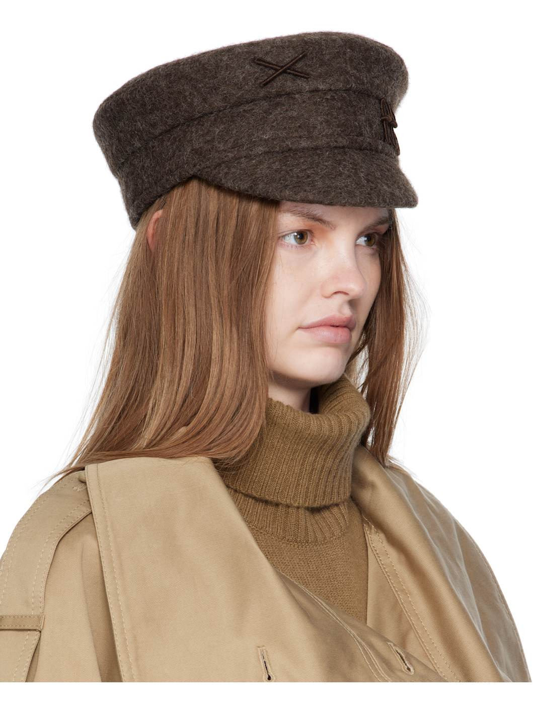Brown Logo-Embellished Baker Boy Cap - 2