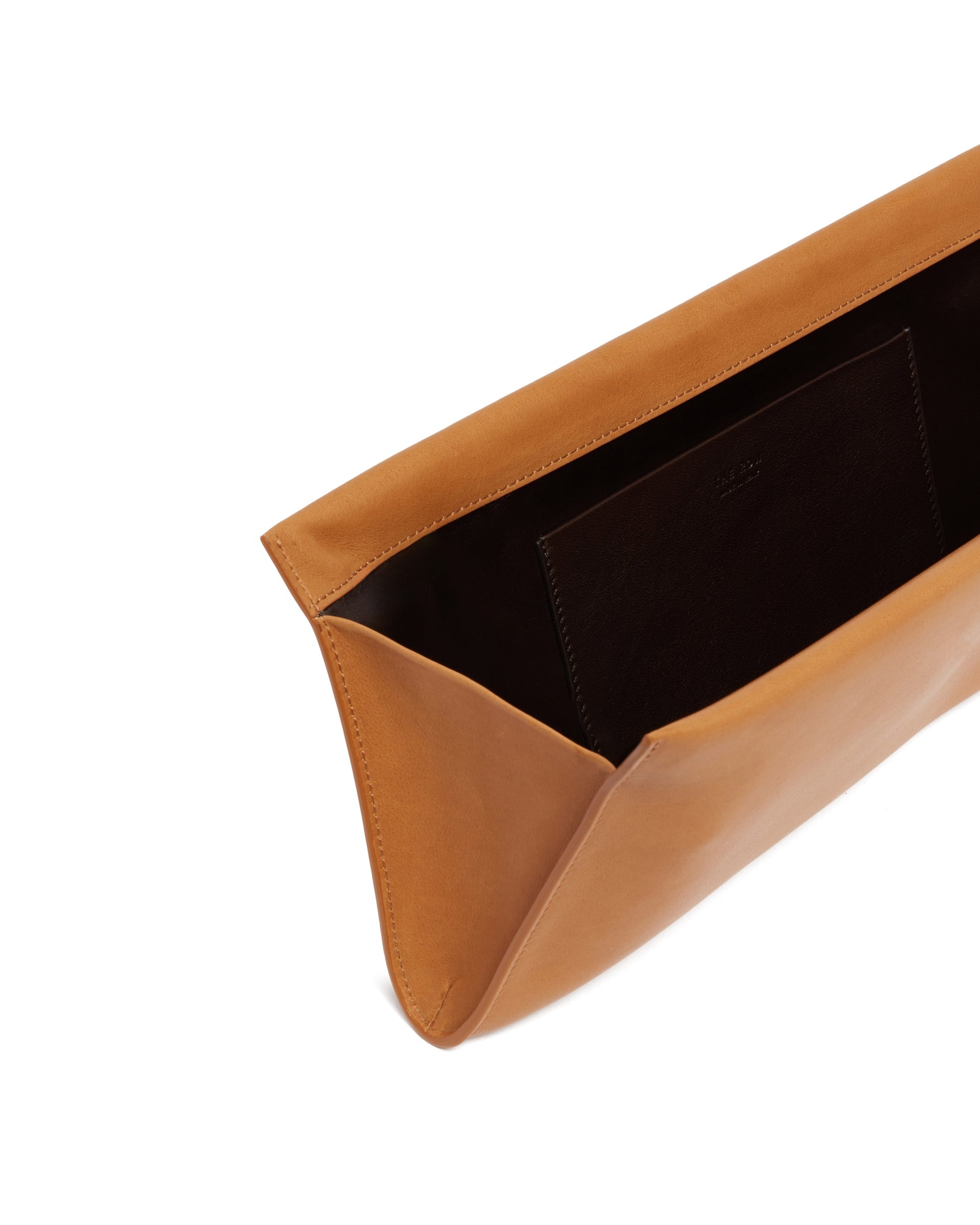 Beige Leather Flat Clutch - 5
