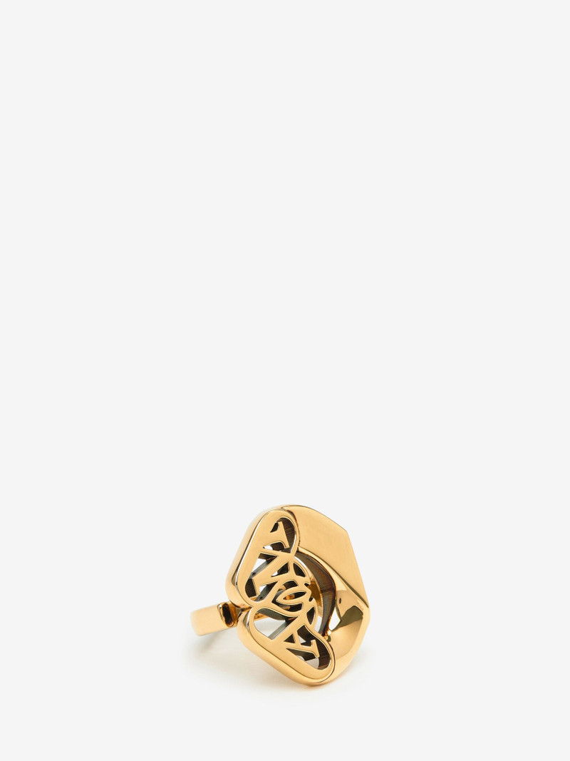 Alexander McQueen Women's Seal Logo Ring in Gold outlook