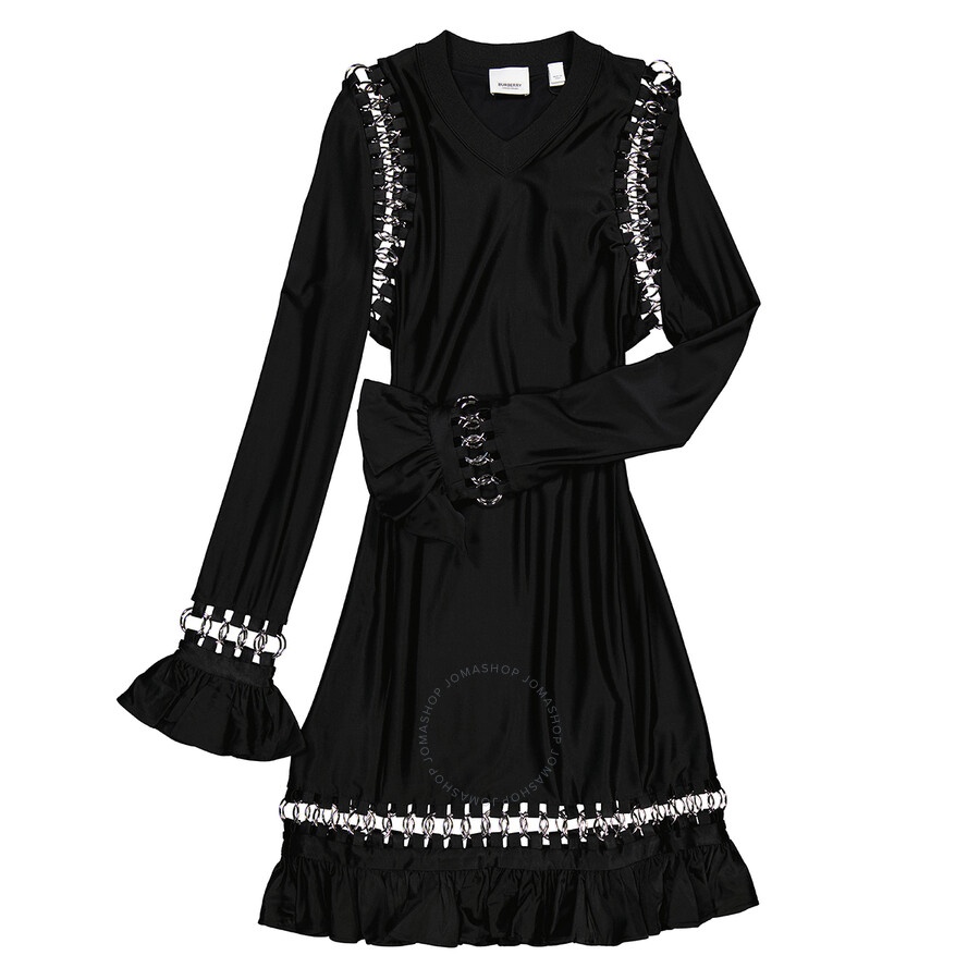 Burberry Ladies Black Ring Pierced Stretch Jersey Mini Dress - 3