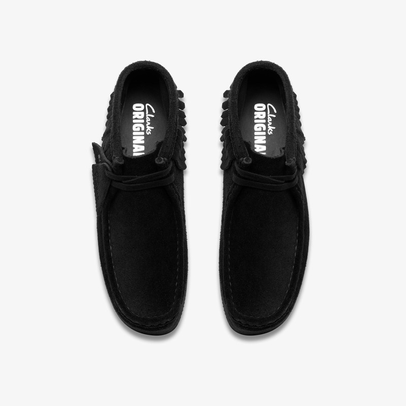 Wallabee Wedge Fringe Black Suede 6