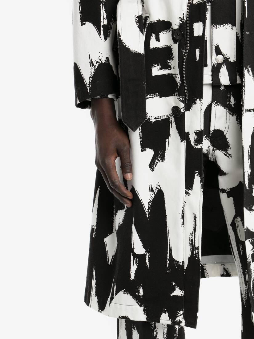 Mcqueen Graffiti Parka in White/black - 5