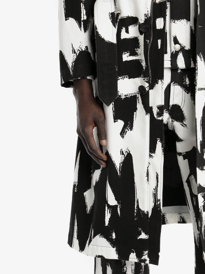 Mcqueen Graffiti Parka in White/black 5