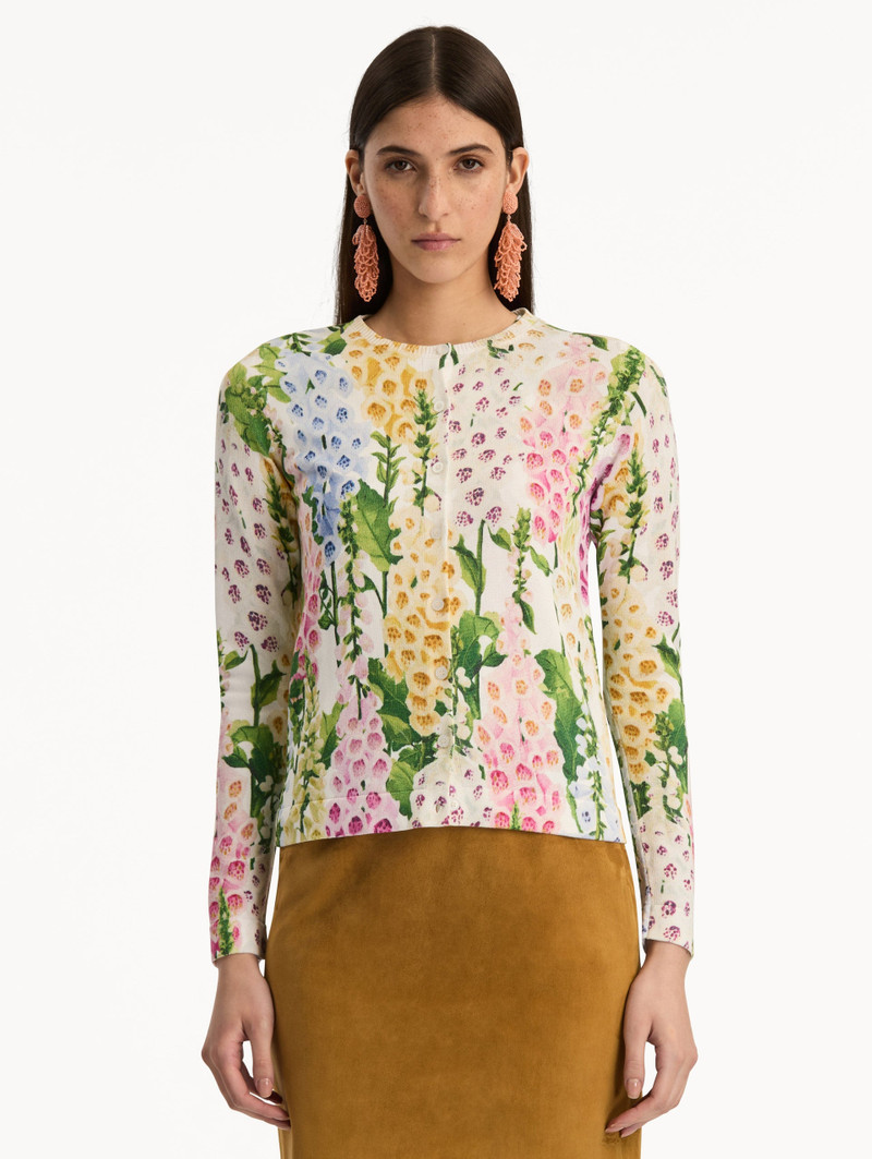 Oscar de la Renta FOXGLOVE PRINTED CARDIGAN outlook