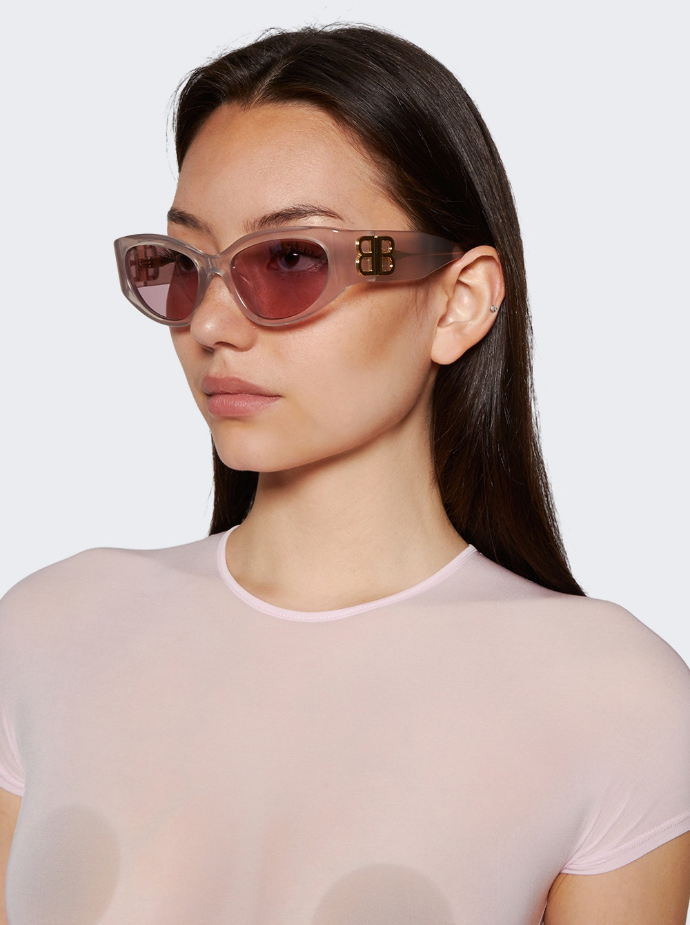 Bossy Round Af Sunglasses Shiny Opal Off White - 3