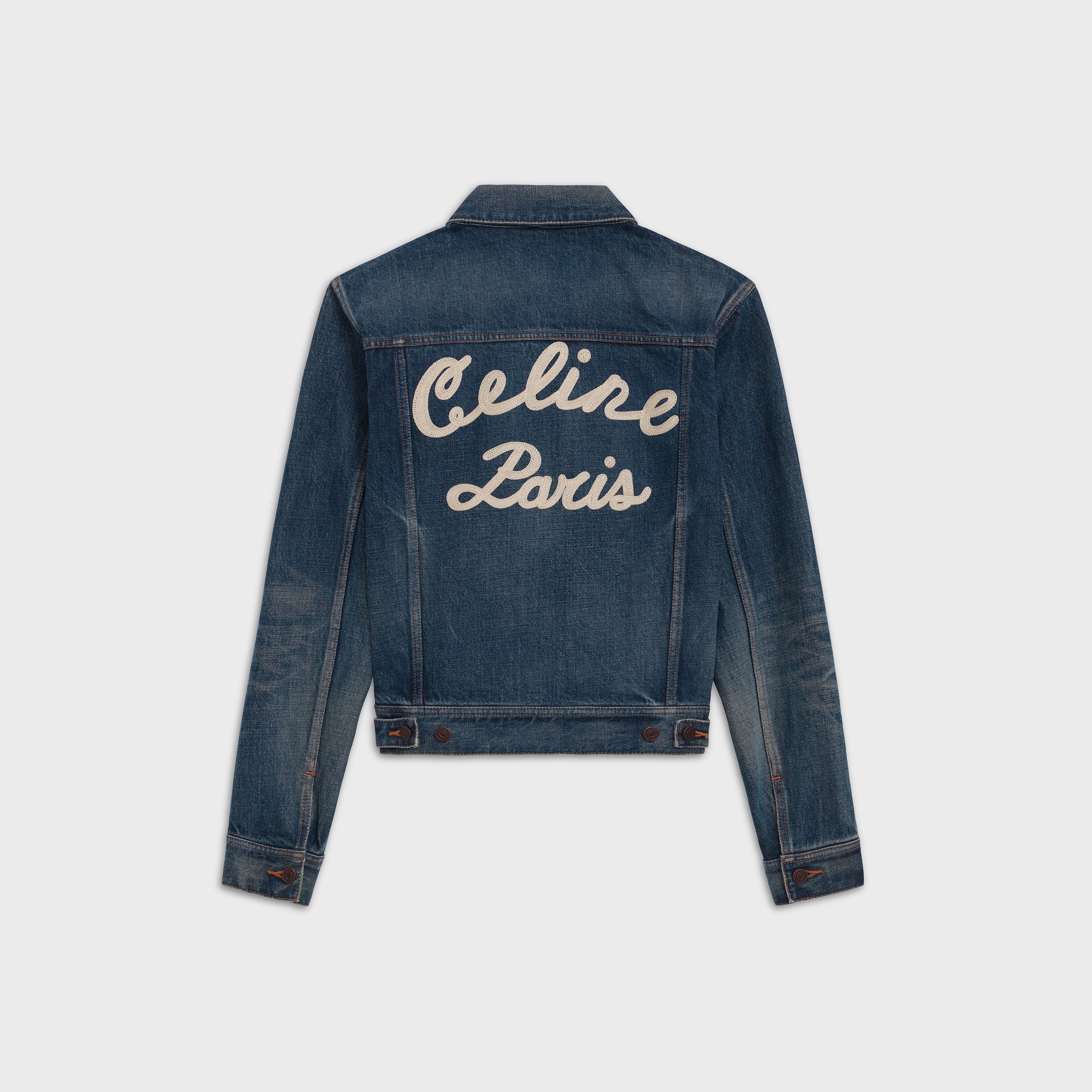 CELINE TRUCKER JACKET IN DARK UNION WASH DENIM - 2