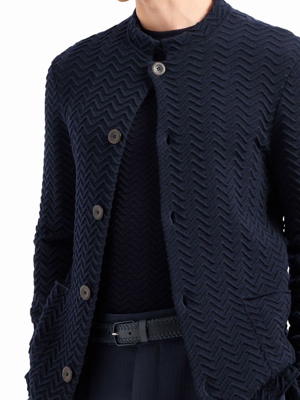 zigzag-embroidery buttoned cardigan - 5