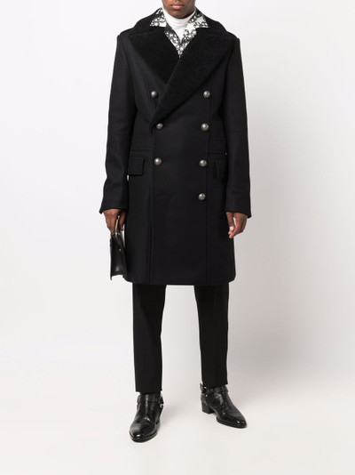 Balmain double-breasted button-front coat outlook