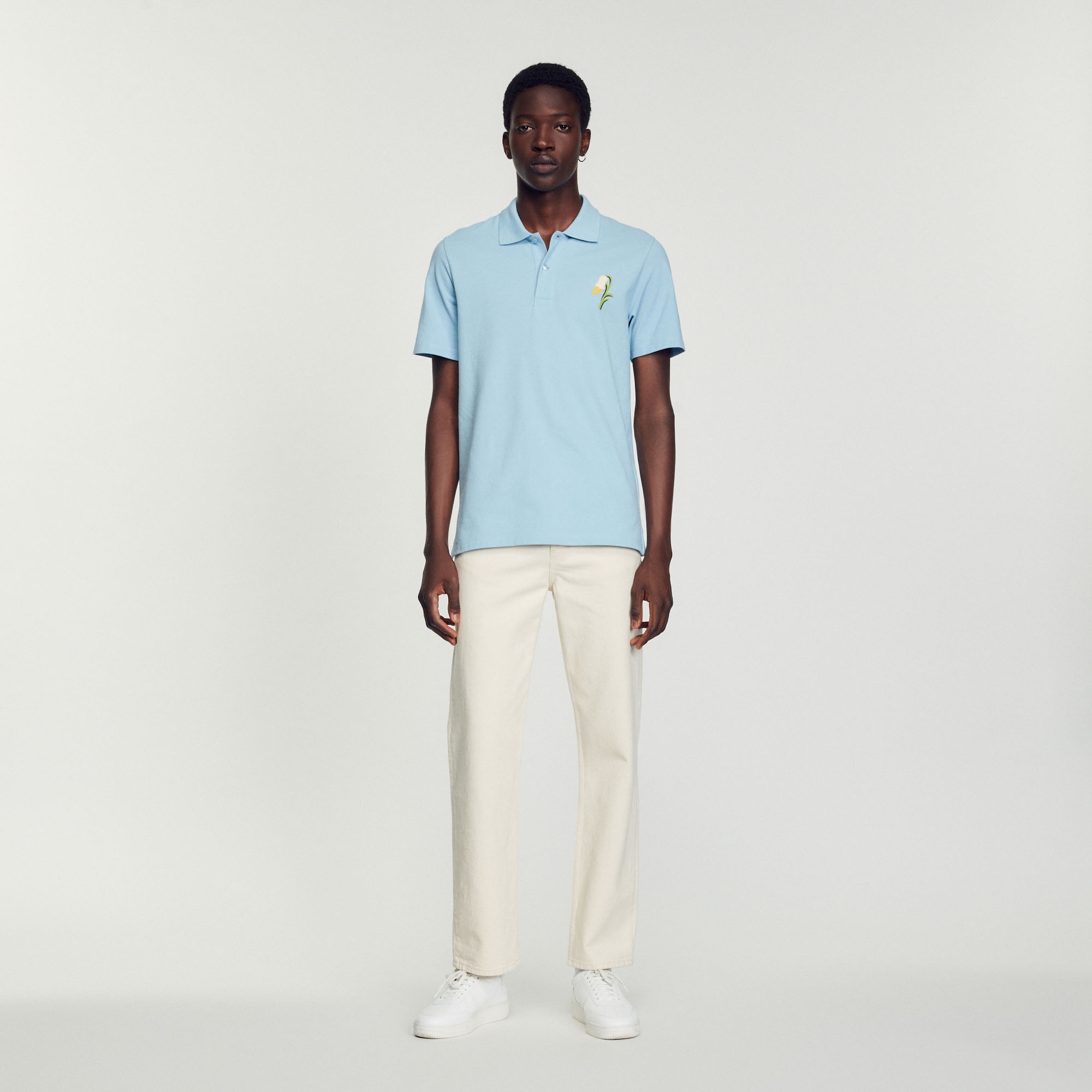 Cotton piqué polo shirt with embroidery - 3