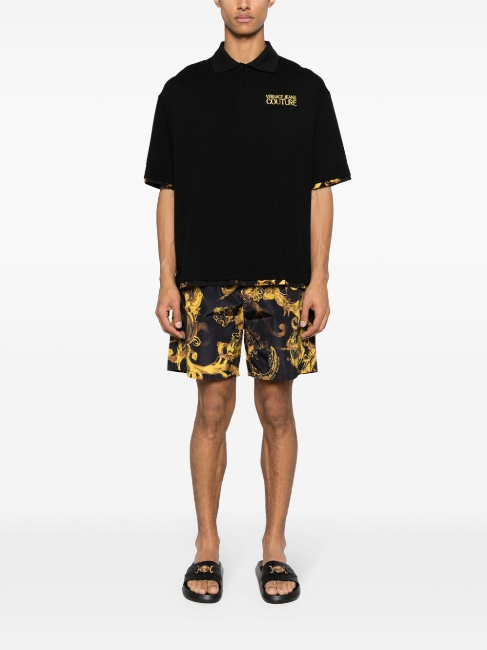 Barocco-trim polo shirt - 2