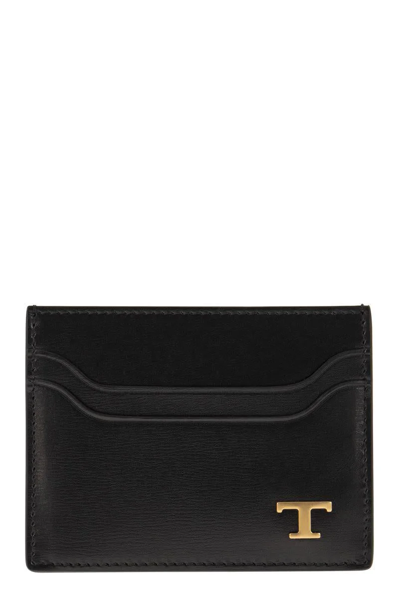 TOD'S BLACK LEATHER CARD HOLDER - 1