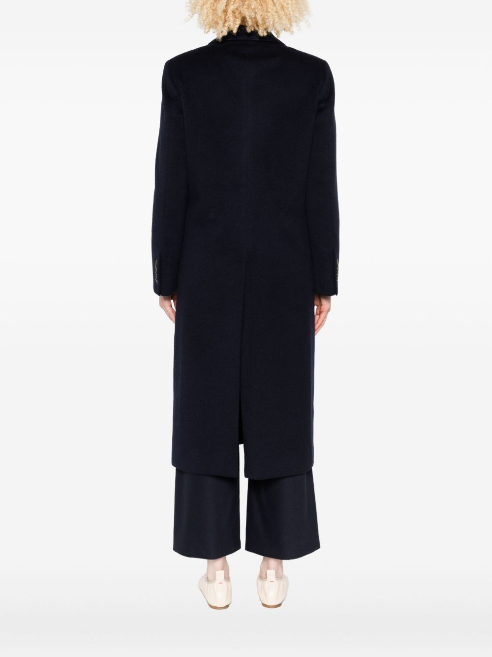 curved-pockets buttoned single-breasted coat - 4