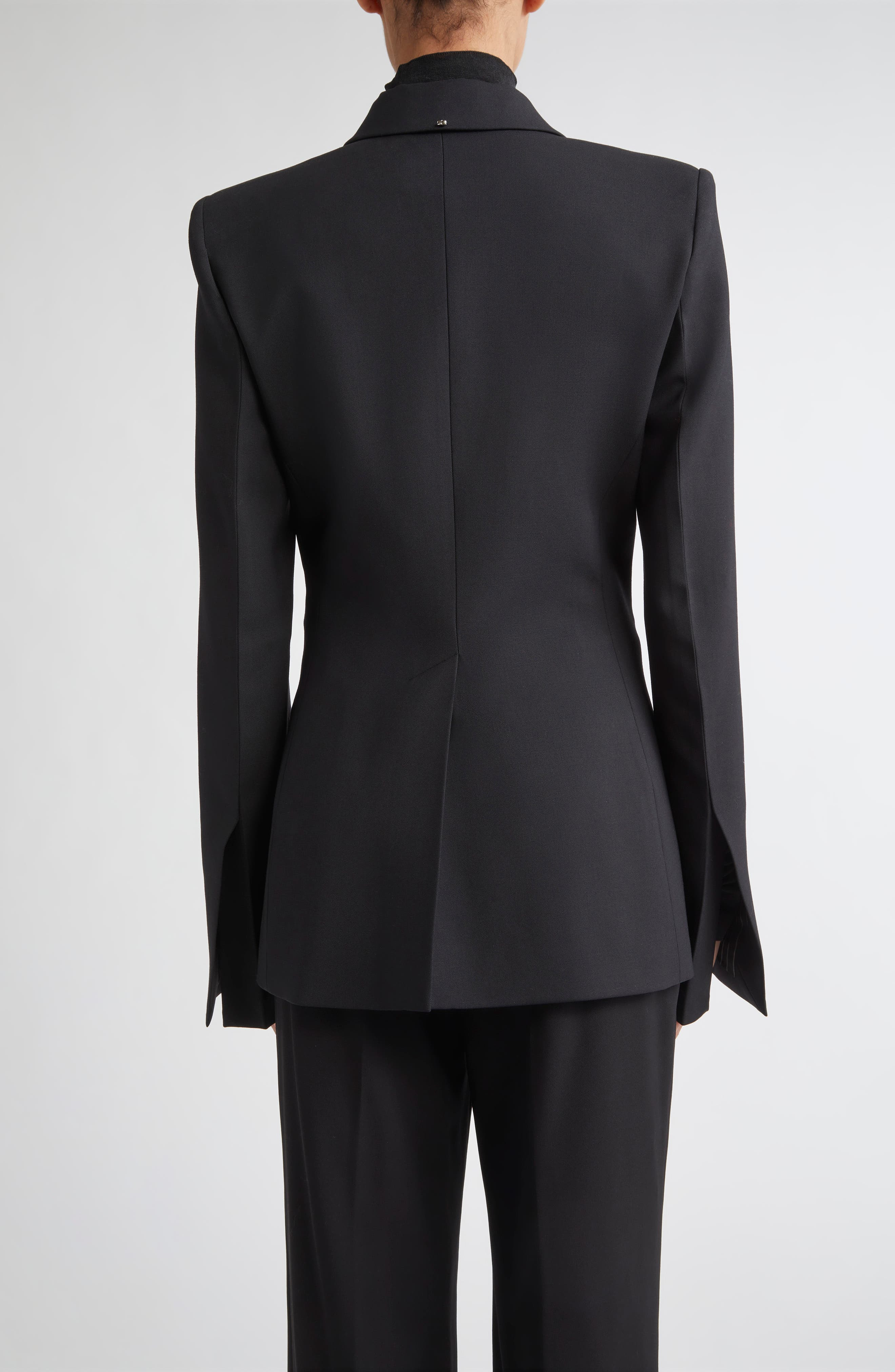 SPORTMAX Cocco Double Breasted Stretch Wool Blazer in Black at Nordstrom - 2