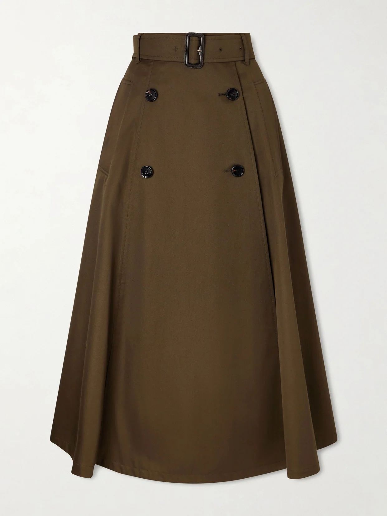 Belted Cotton Midi Skirt - 1