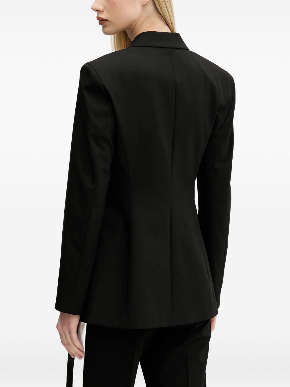 double-breasted contrast-collar blazer - 3